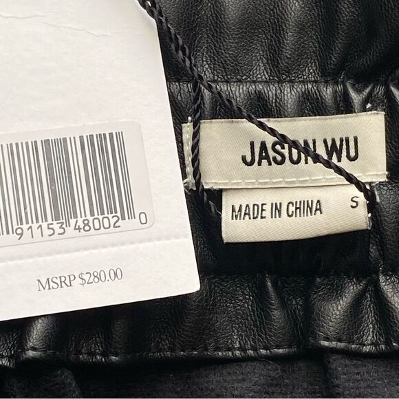 NWT Jason Wu Black Faux Leather Wrap Mini Skirt Size Small - Picture 12 of 16